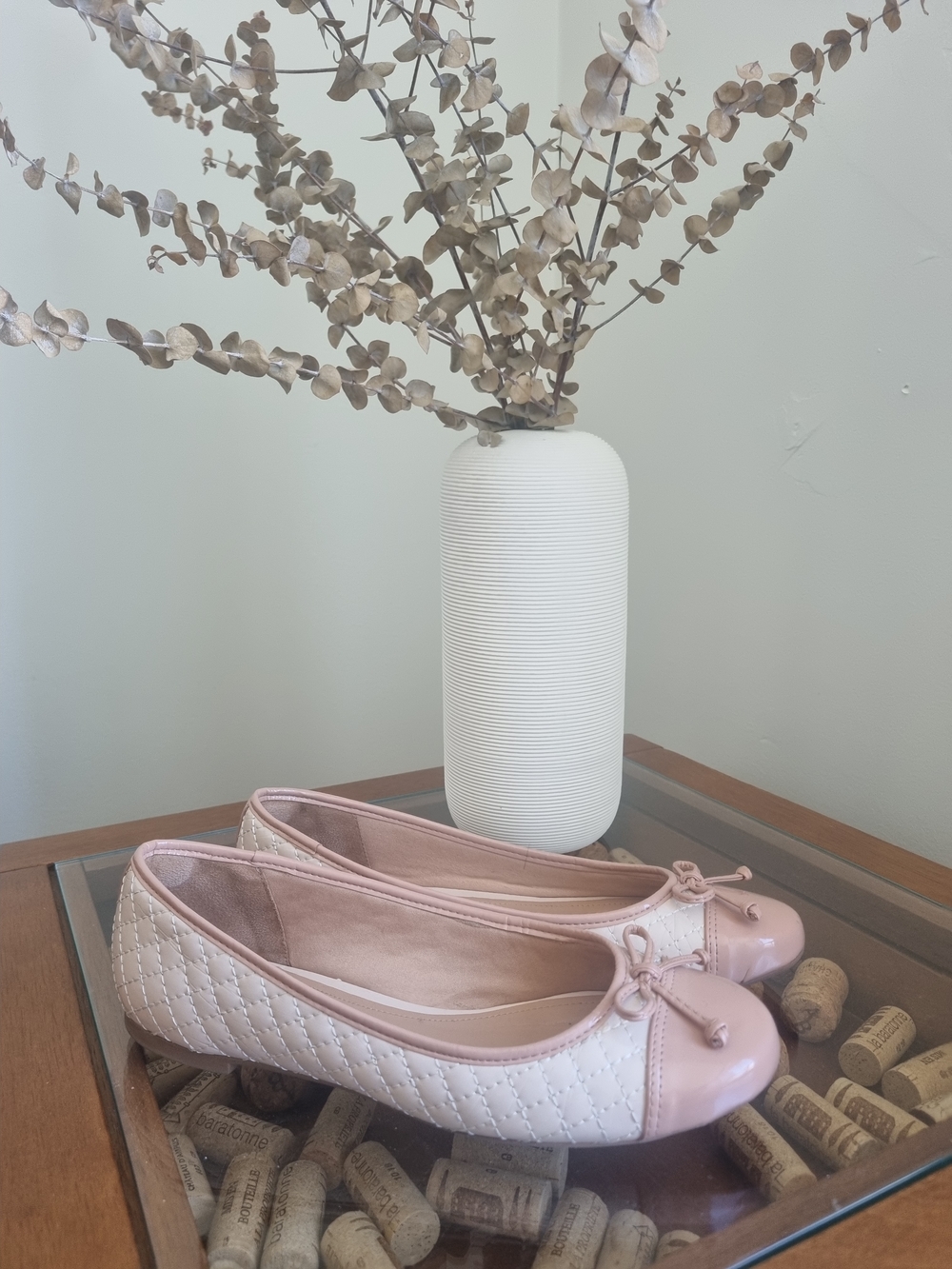Quilted Pink Ballet Flats with Bow - Picture 4 of 4